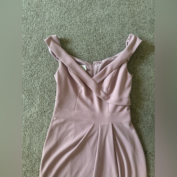 David’s Bridal formal dress 4 Stretchy Pink straps shoulder off wedding prom - Picture 5 of 9